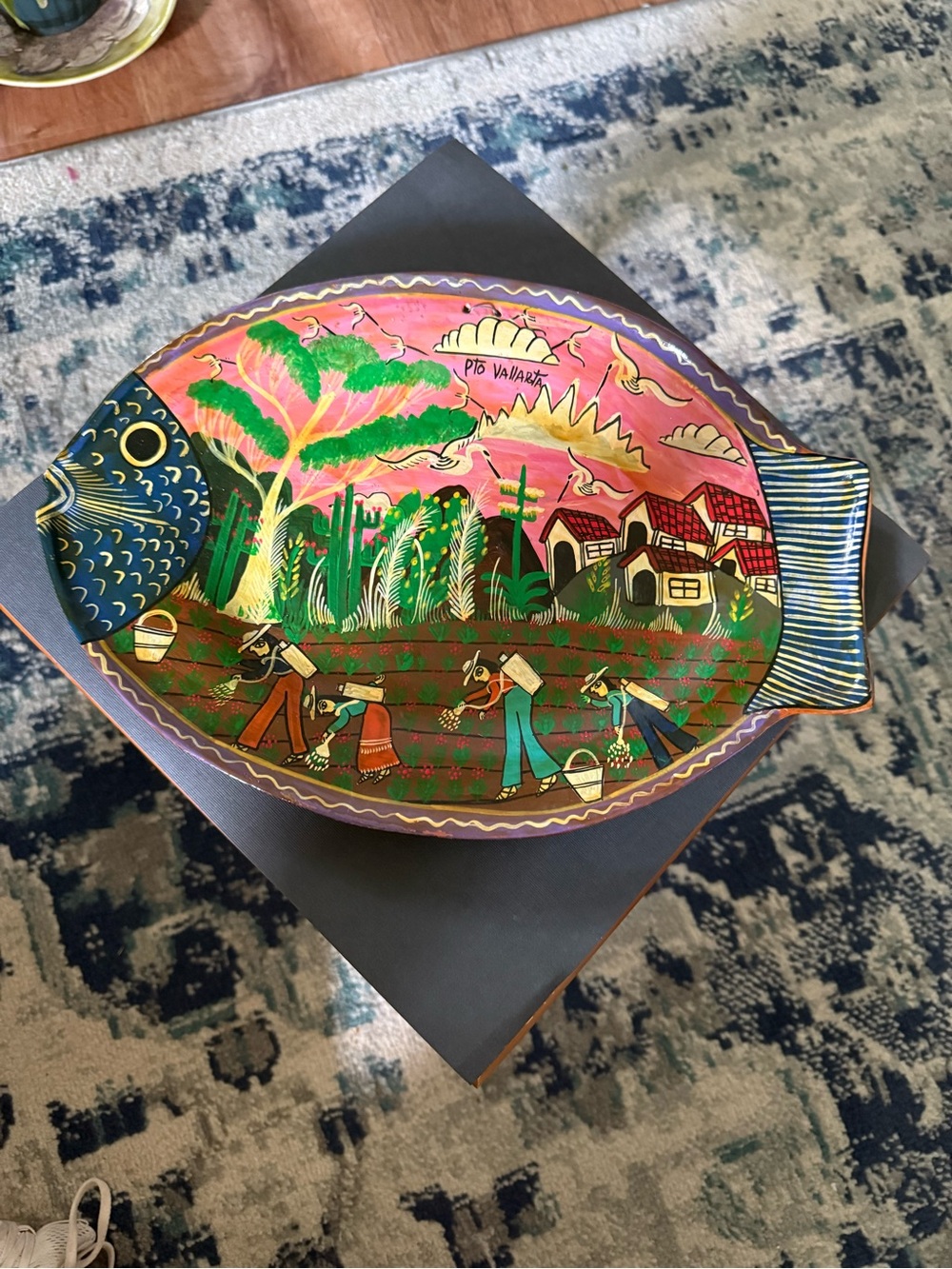 Hand-Painted Fish-Shaped Decorative Platter/wall hanger-Puerto Vallarta- Mexico